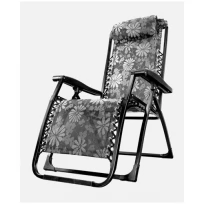 Кресло-шезлонг раскладное с подголовником Серые цветы